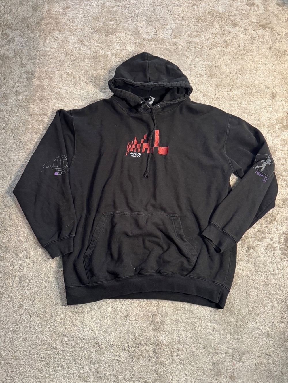 JustHoods Keshi Graphic Black Hoodie XL
